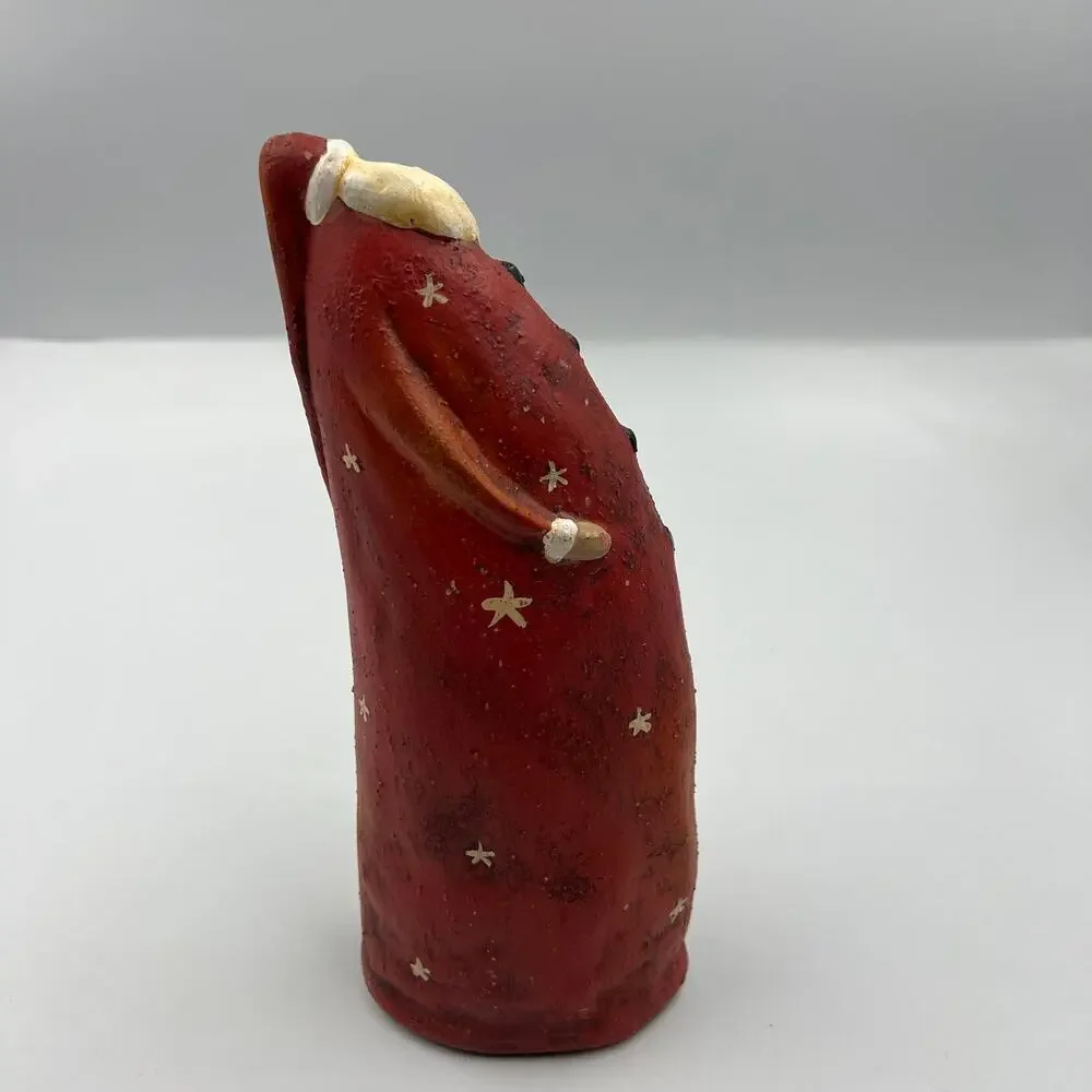 Vintage Ceramic Santa Large Belly Stars Long Stocking‎ Cap Folk Art Christmas